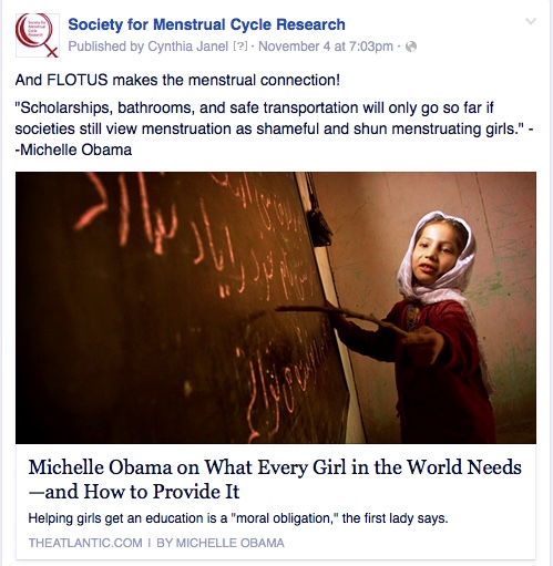 Michelle Obama-Menstrual Activist, and other Weekend Links